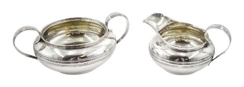 George IV silver sugar bowl and milk jug by Rebecca Emes & Edward Barnard I, London 1823, approx 18.