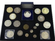Various coins and fantasy coins including Maria Theresa restrike thalers, United States of America 1
