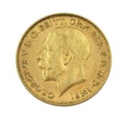 King George V 1911 gold half sovereign coin