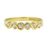 18ct gold seven stone diamond, weave design ring, London import marks 1994, total diamond weight 0.2
