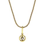 18ct gold diamond pendant, on 9ct gold chain, both London import marks 1978