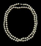 Single strand cultured pearl necklace, with 16ct white gold diamond clasp