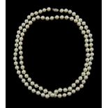 Single strand cultured pearl necklace, with 16ct white gold diamond clasp