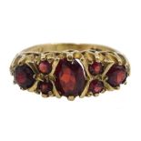 9ct gold garnet ring hallmarked