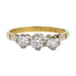 15ct gold three stone round brilliant cut diamond ring, total diamond weight approx 0.40 carat