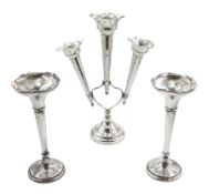 Edwardian silver three branch epergne by Cohen & Charles, Birmingham 1909 and two other silver speci