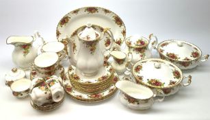 A selection of Royal Albert Old Country Roses tea and dinner wares, comprising three dinner plates,