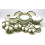 Royal Worcester Regency pattern tea and dinner wares in green, comprising two tureen and covers, ova