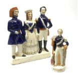 A 19th century Staffordshire pottery figure, modelled as Wellington, H19cm, together with a Stafford