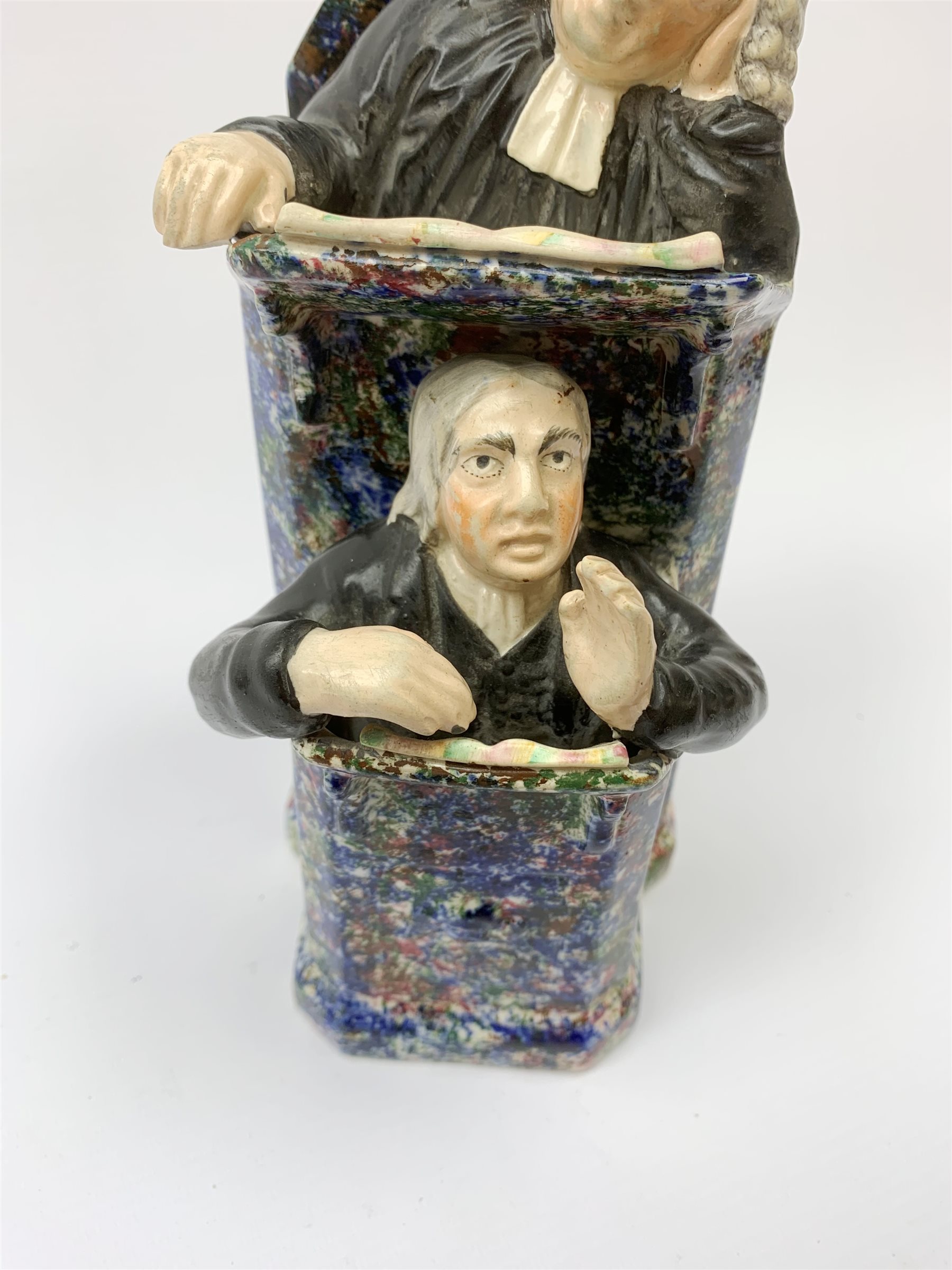 A 19th century Staffordshire figure group, modelled as a sleeping judge and clerk, H24cm. - Image 3 of 10