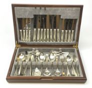 A mahogany cased silver plated canteen of cutlery.