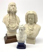 Two Robinson and Leadbeater Parian Ware busts, the first example modelled as John Wesley, with impre