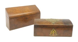 A Victorian walnut correspondence box, the sloping hinged cover opening to reveal a compartmented in