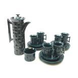 A Portmeirion coffee set, designed by Susan Williams Ellis, comprising coffee pot, six coffee cans a