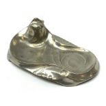 A Kayserzinn Art Nouveau pewter ink stand and pen tray, designed by Hugo Leven, of shaped oval form