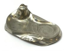 A Kayserzinn Art Nouveau pewter ink stand and pen tray, designed by Hugo Leven, of shaped oval form