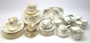 A Plant Tuscan china tea set, comprising teapot, fourteen teacups and fourteen saucers, twelve side