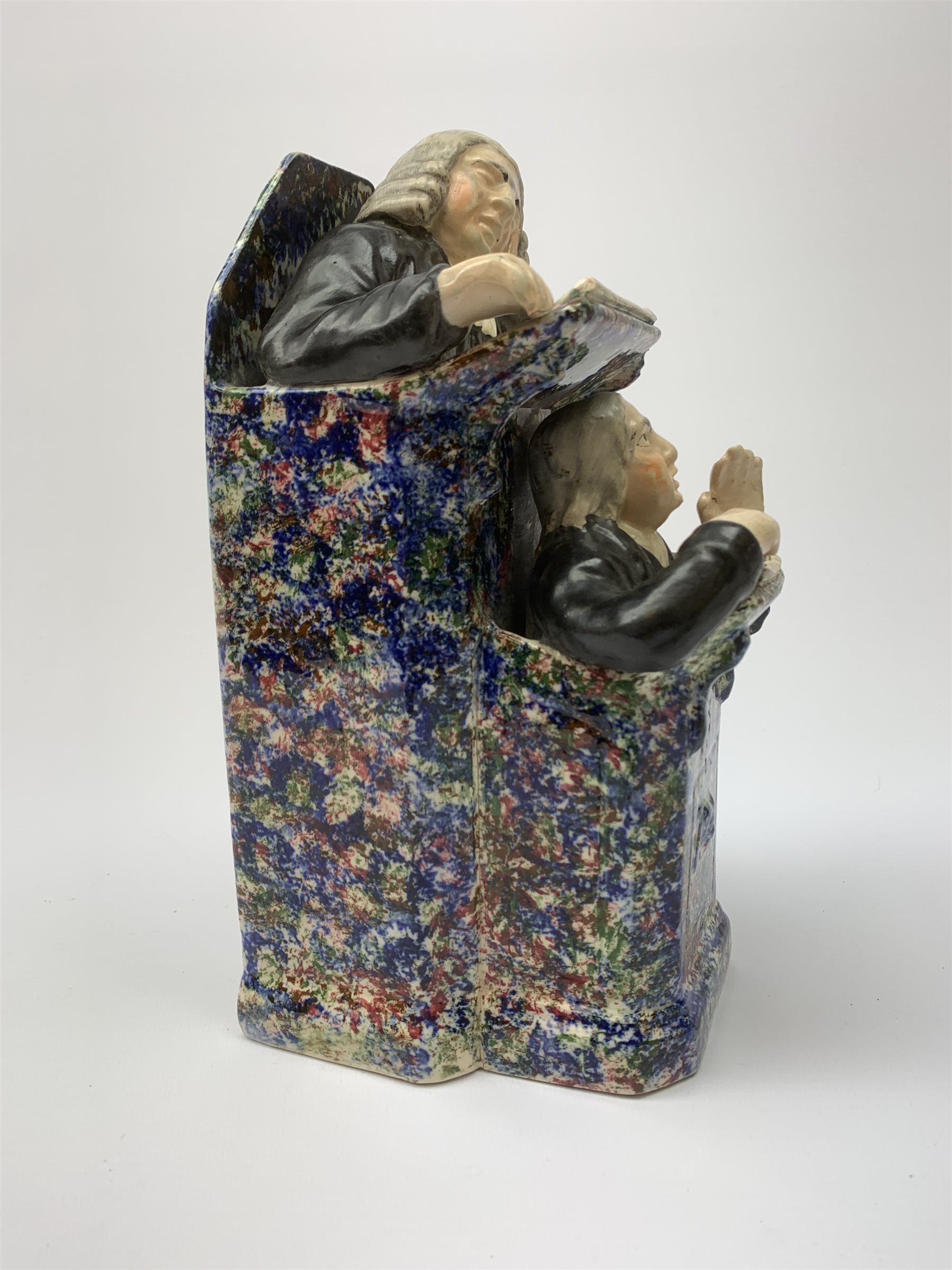 A 19th century Staffordshire figure group, modelled as a sleeping judge and clerk, H24cm. - Image 7 of 10