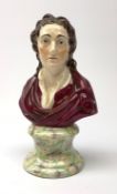 A 19th century Staffordshire pearlware bust, modelled as Philosopher John Locke, raised upon a paint