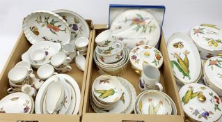 Royal Worcester Evesham pattern dinner and tea wares, comprising four tureens and covers, six coffee