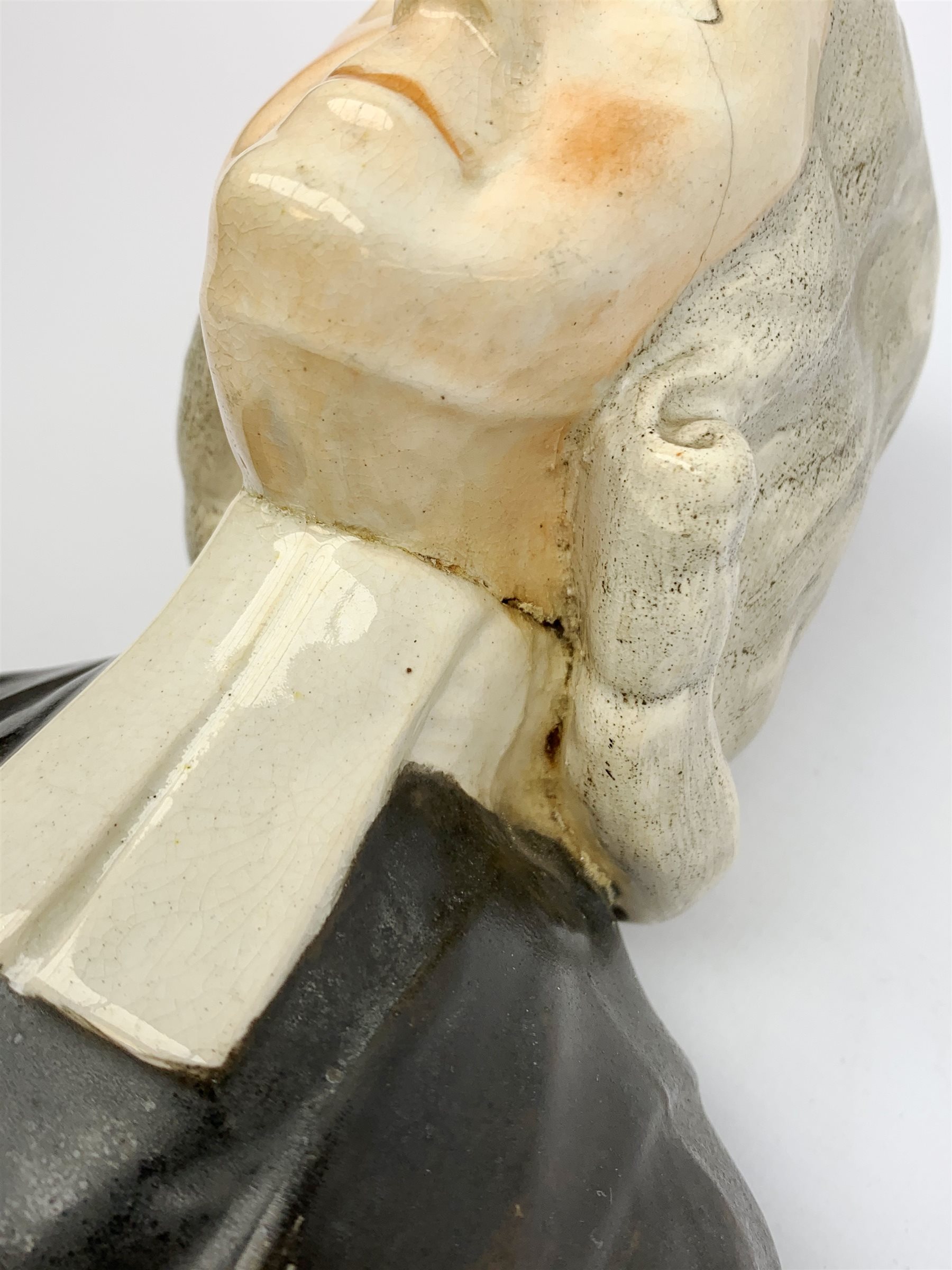 A Staffordshire bust, modelled as John Wesley, upon spreading base, H24.4cm. - Image 5 of 7