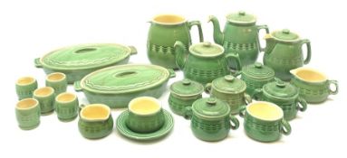 Bourne Denby Epic dinner and tea wares, to include tea pot, hot water pot, and coffee pot, large jug