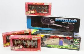 A boxed Terratek metal detector, together with boxed toys, comprising '4 Pack Monster Stunt Trucks',