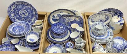 A large quantity of various blue and white ceramics, to include Spode Italian, eight bowls, one larg