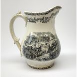A 19th century Staffordshire pottery pearlware Crimea commemorative jug, black transfer printed with