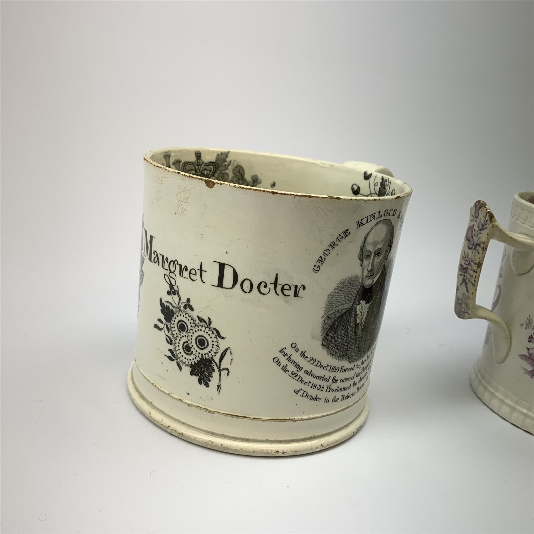 A 19th century Reform mug, detailed with head and shoulder portrait of George Kinloch Esq MP, and in - Image 7 of 10