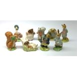 Five Beswick Beatrix Potter figurines, comprising Tommy Brock, Mrs Tiggy Winkle, Jemima Puddleduck,