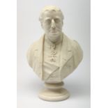 A Parian Ware bust, the Duke of Wellington, after H Weigall for Coalbrookdale, with inscription vers