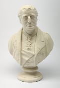 A Parian Ware bust, the Duke of Wellington, after H Weigall for Coalbrookdale, with inscription vers