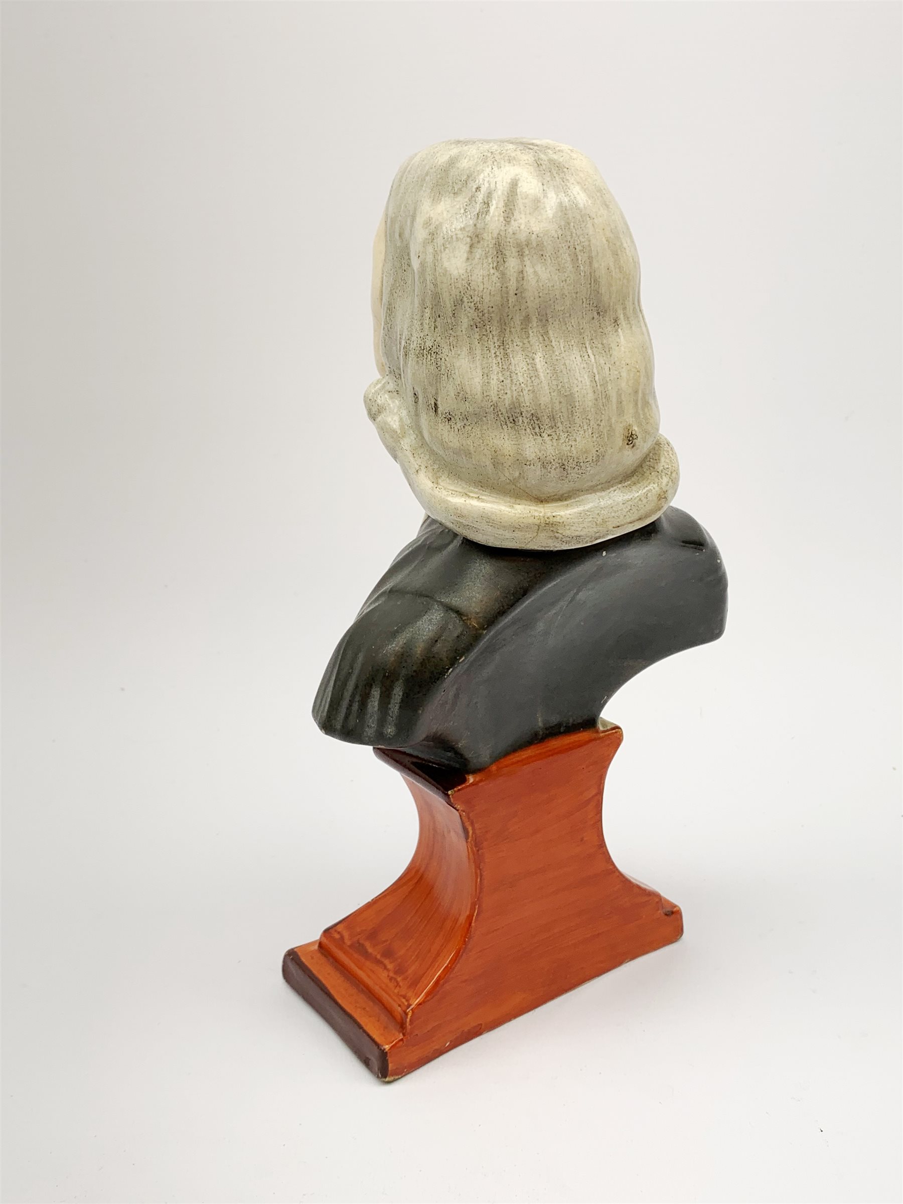 A Staffordshire bust, modelled as John Wesley, upon spreading base, H24.4cm. - Image 4 of 7