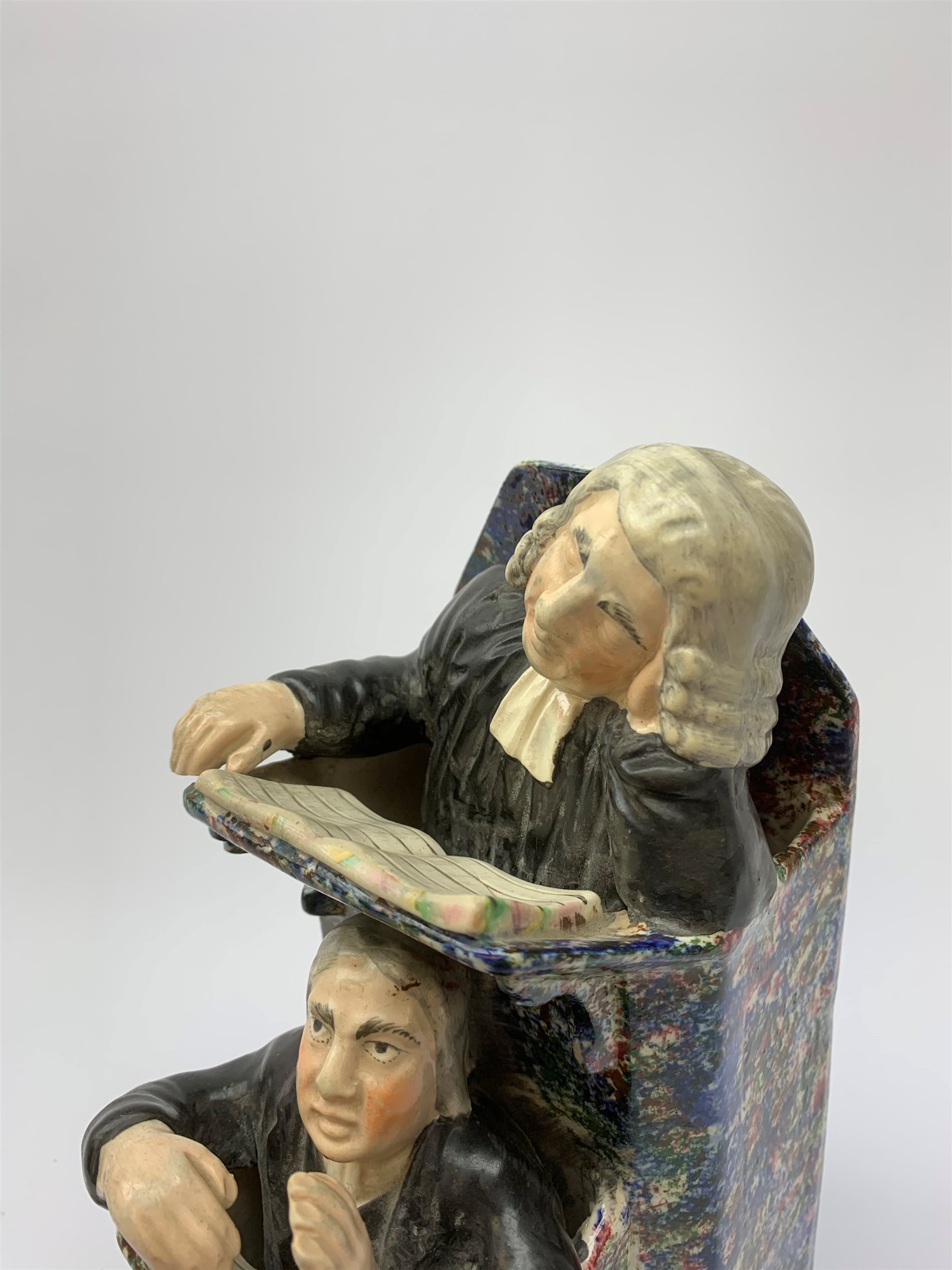 A 19th century Staffordshire figure group, modelled as a sleeping judge and clerk, H24cm. - Image 5 of 10