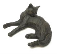 A Suzie Marsh bronzed sculpture modelled as a sleeping cat, L24cm.