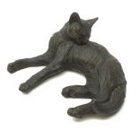 A Suzie Marsh bronzed sculpture modelled as a sleeping cat, L24cm.