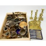 A group of assorted metal wares, to include various copper measures including Victorian examples, Vi