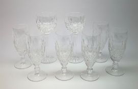 A set of six Waterford Crystal drinking glasses, H15.5cm, together with a further Waterford pair, ea