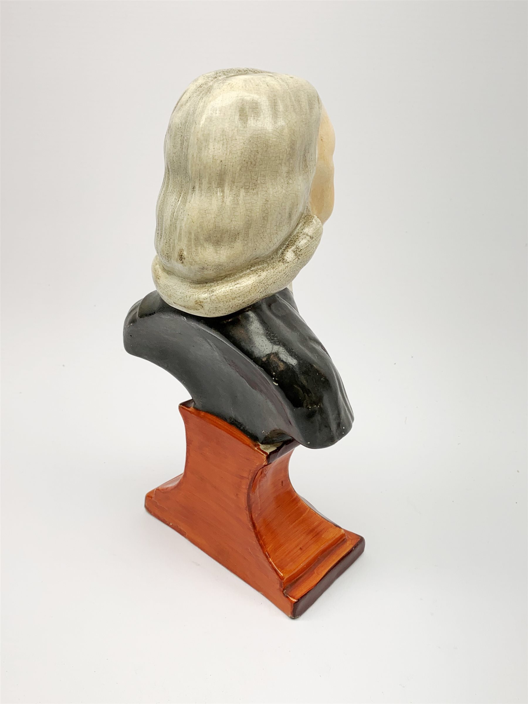 A Staffordshire bust, modelled as John Wesley, upon spreading base, H24.4cm. - Image 3 of 7