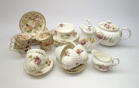 A Foley teaset, comprising tea pot, hot water jug, six teacups and six saucers, six side plates, mil
