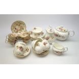 A Foley teaset, comprising tea pot, hot water jug, six teacups and six saucers, six side plates, mil