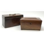 A Georgian mahogany tea caddy, with three interior compartments, L24.5cm, together with an early 19t