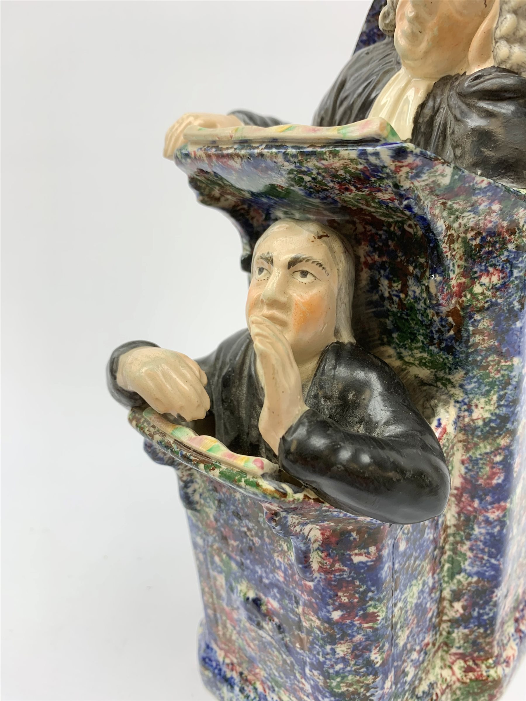 A 19th century Staffordshire figure group, modelled as a sleeping judge and clerk, H24cm. - Image 4 of 10