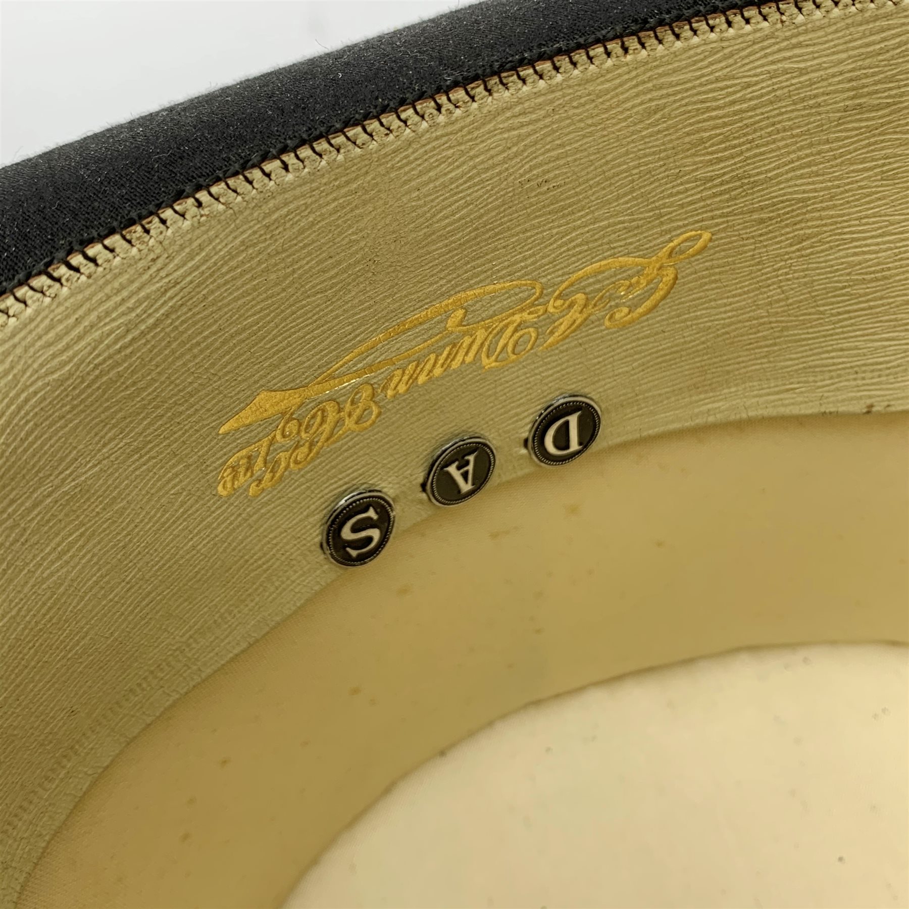 A Vintage black Dunn & Co London top hat, interior circumference measures approximately 58cm, with - Image 5 of 6