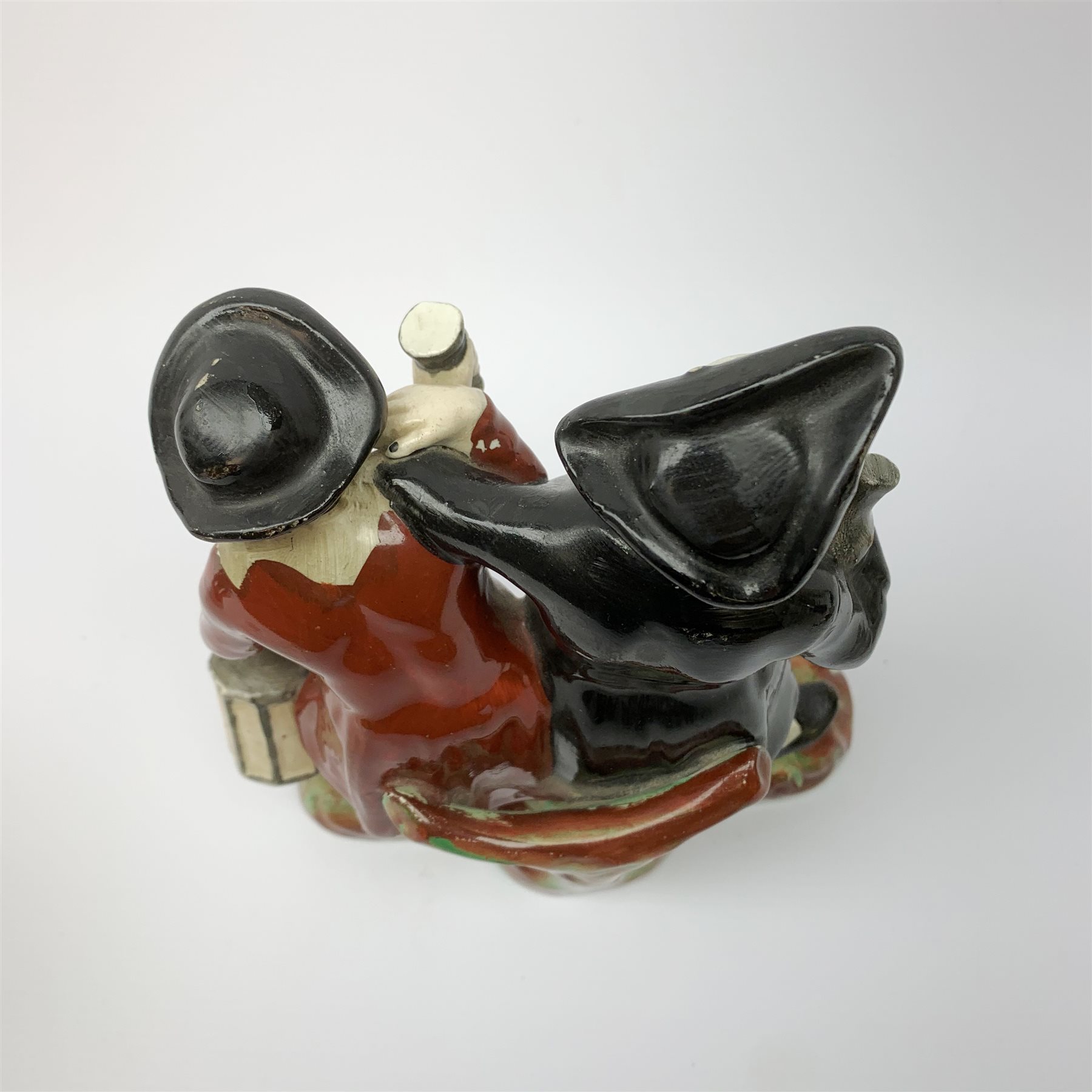 A 19th century Staffordshire figure group, 'Town Crier and Drunk', upon oval scroll detailed base, H - Image 3 of 8