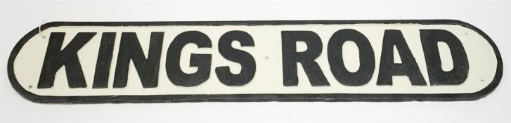 A black and white metal 'Kings Road', road sign, W80cm, H15cm.