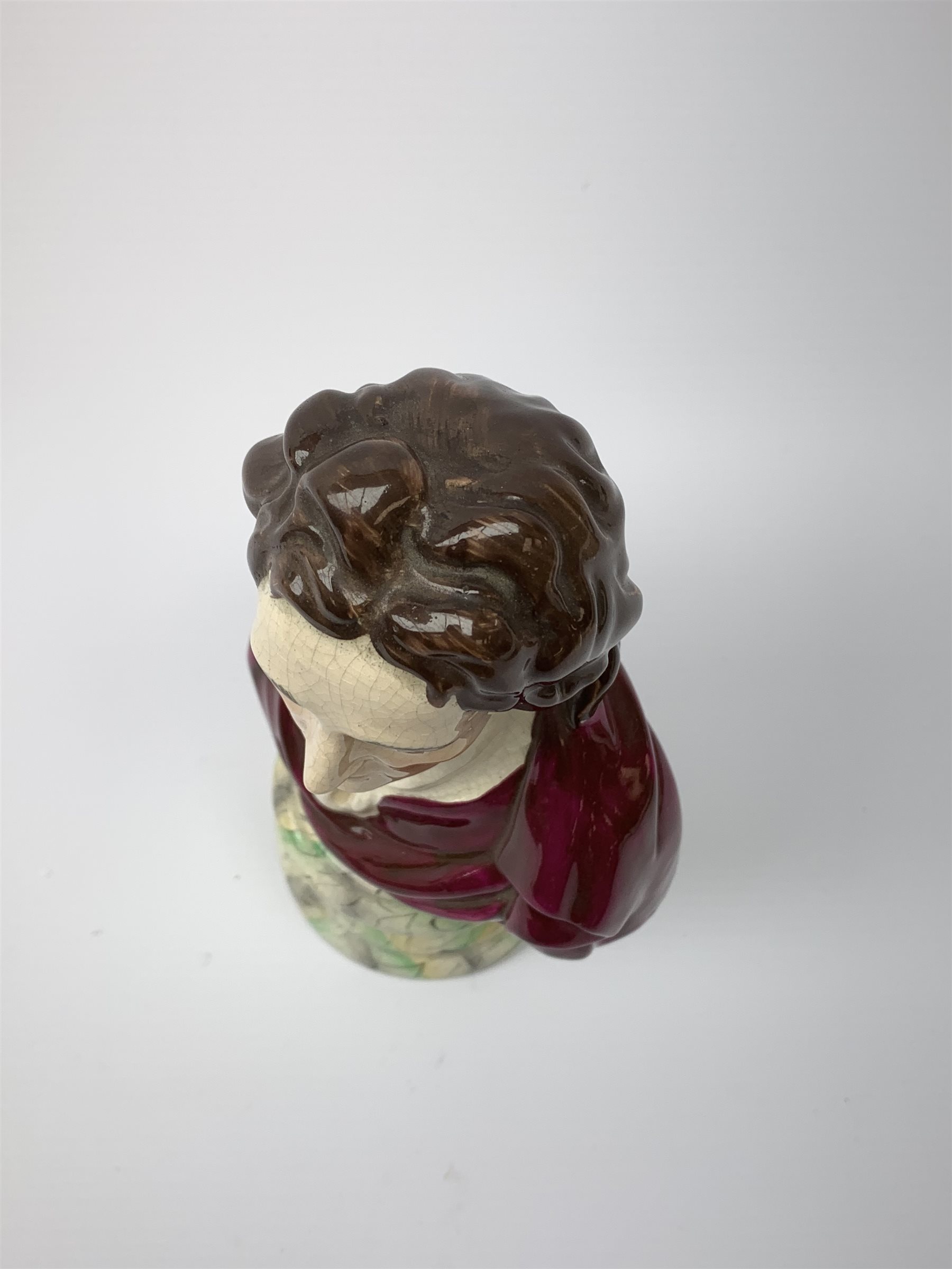 A 19th century Staffordshire pearlware bust, modelled as Philosopher John Locke, raised upon a paint - Image 6 of 7