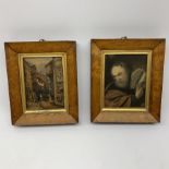 Two Edwardian burr walnut veneer frames, largest overall H20.5cm L17.5cm, aperture H13.5cm L10cm.