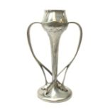 A modern Liberty Heritage pewter Art Nouveau style vase, of tapering for with twin curved tendril ha